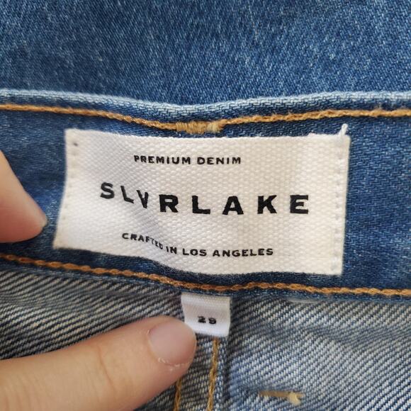 SLVRLAKE Jeans Womens 29 Blue Grace Wide Leg High Rise USA Freedom Wash Classic - Picture 3 of 14